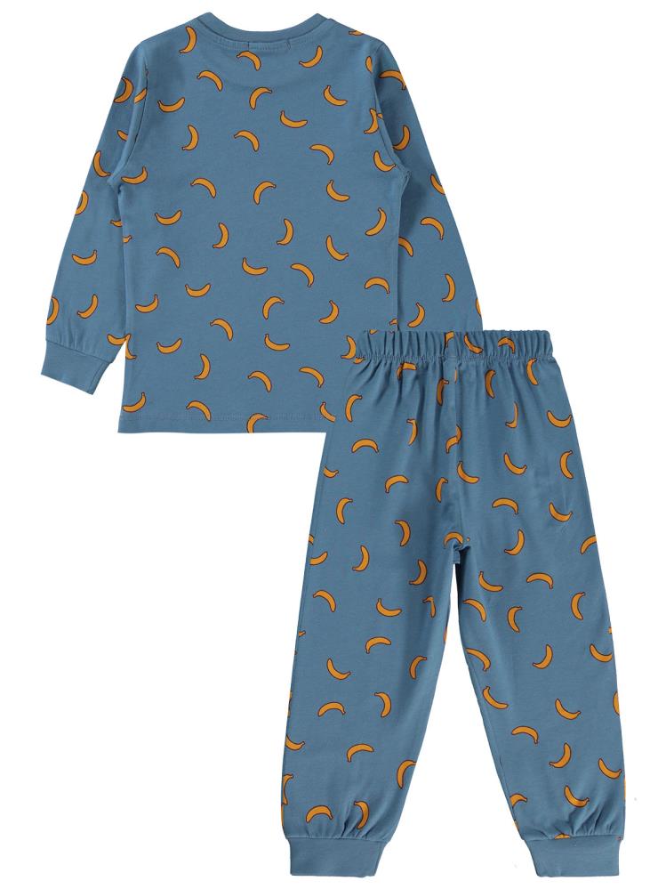 Kukuli Muz Empirme Baskılı 2-5 Yaş Pijama Takımı - Mavi