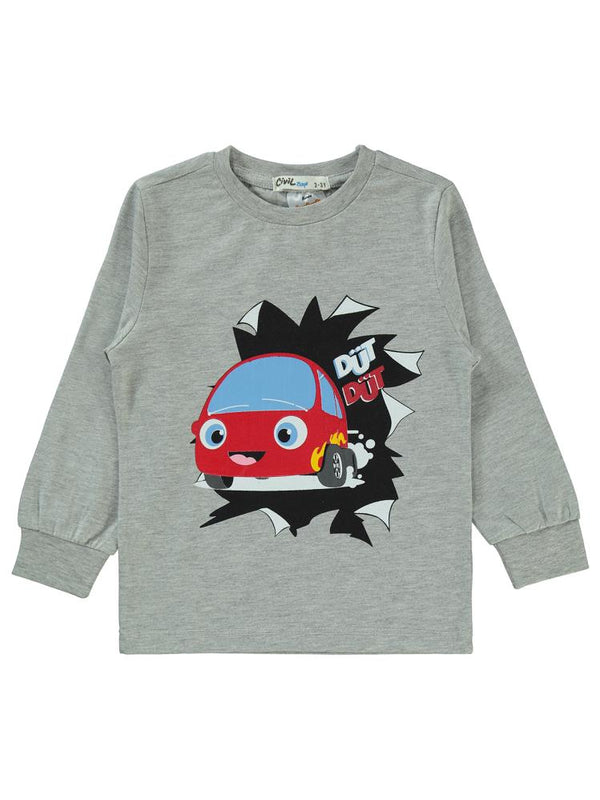 Düt Düt Baskılı 2-5 Yaş Pijama Takımı - Gri