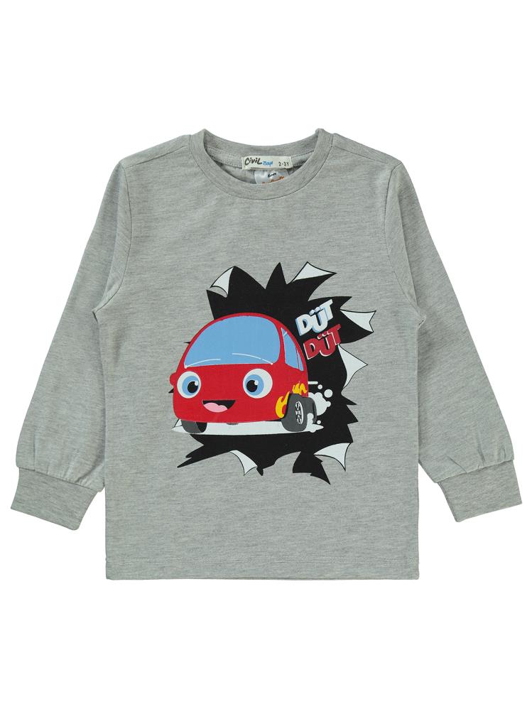 Düt Düt Baskılı 2-5 Yaş Pijama Takımı - Gri