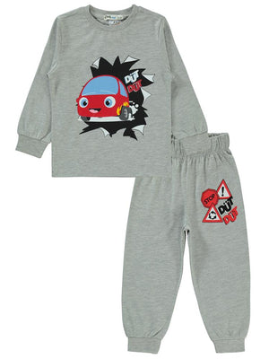 Düt Düt Baskılı 2-5 Yaş Pijama Takımı - Gri