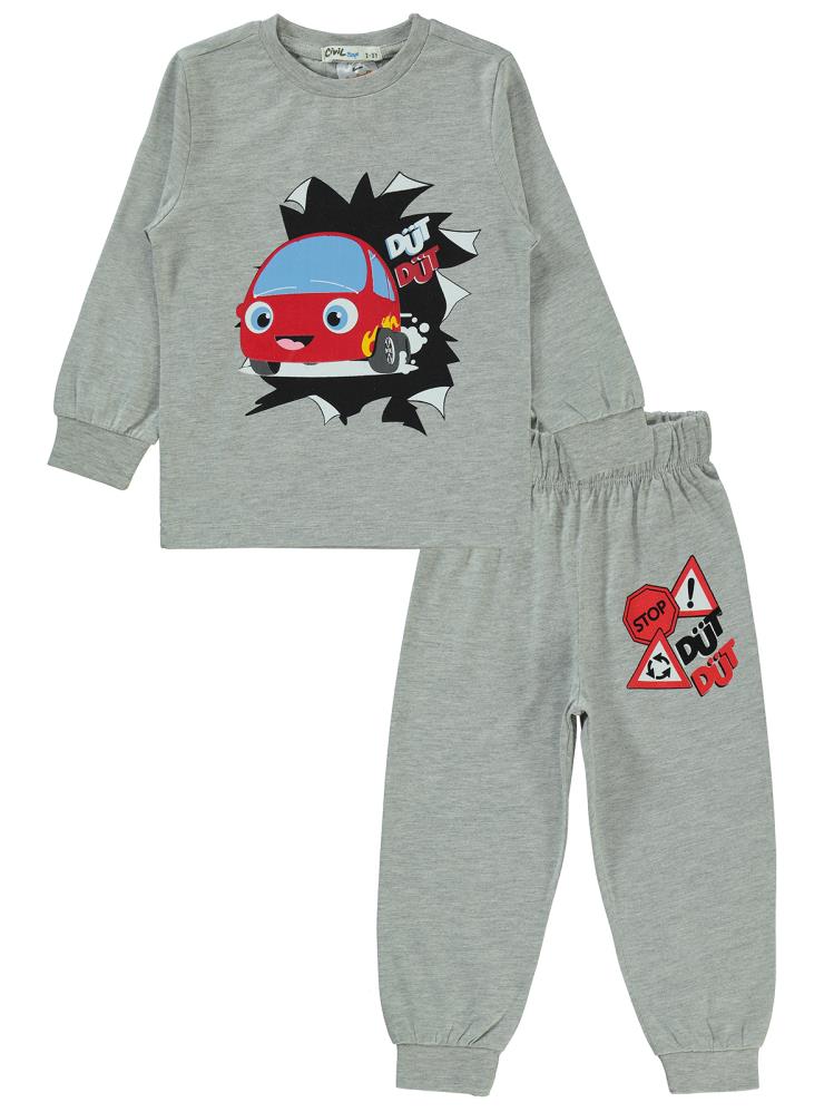 Düt Düt Baskılı 2-5 Yaş Pijama Takımı - Gri