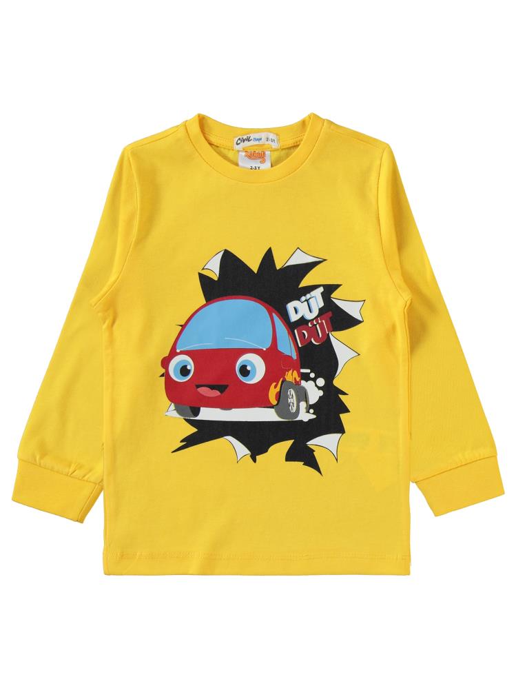 Düt Düt Baskılı 2-5 Yaş Pijama Takımı - Sarı