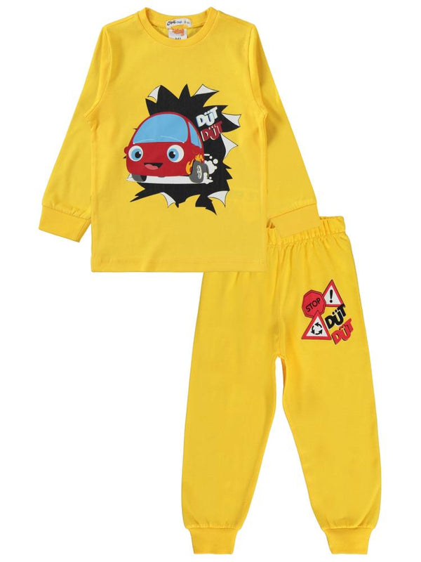 Düt Düt Baskılı 2-5 Yaş Pijama Takımı - Sarı
