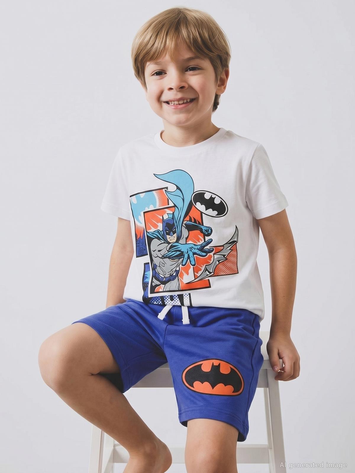 Batman Baskılı 2-5 Yaş Takım - Beyaz