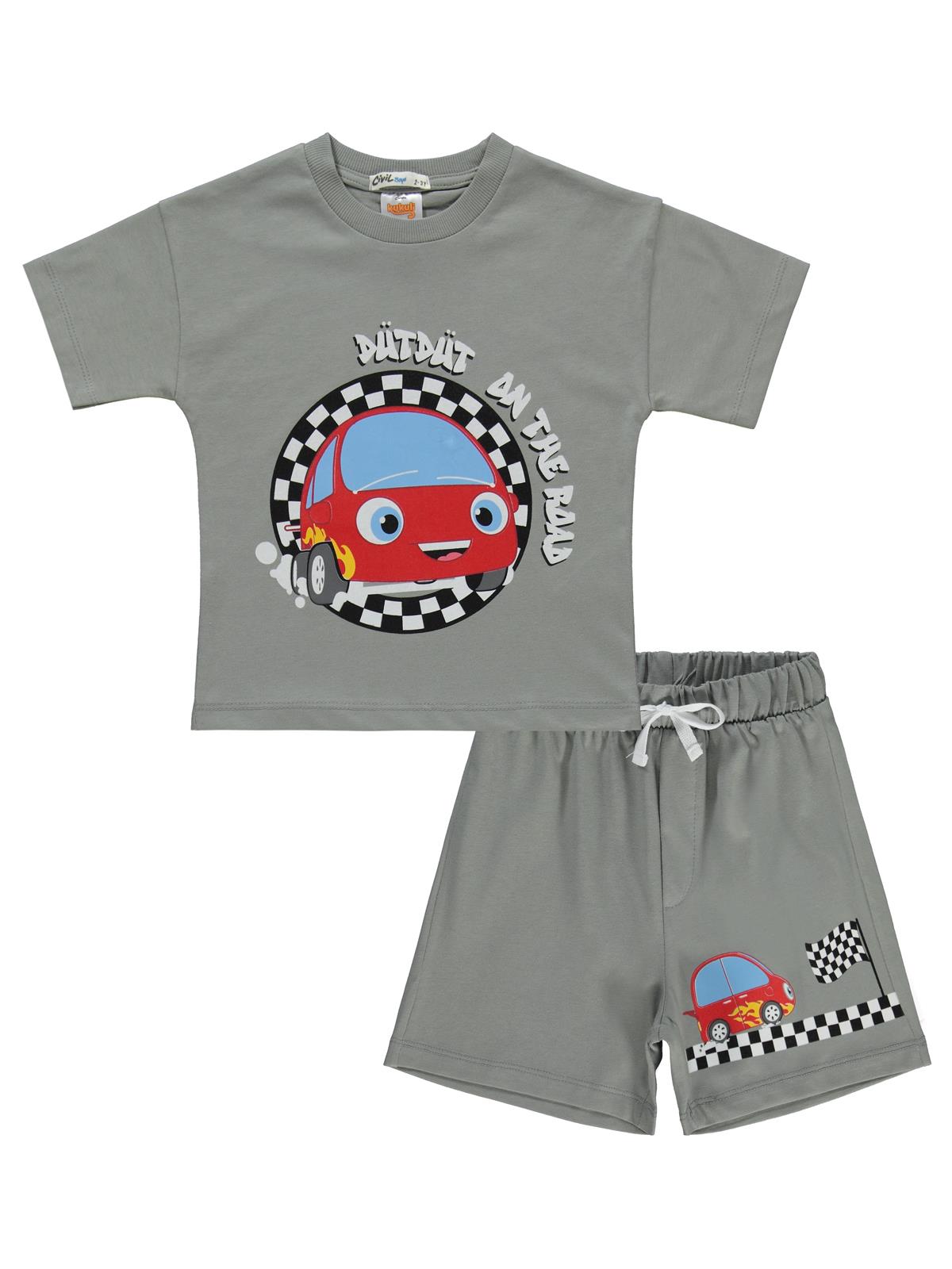 Dütdüt On The Baskılı 2-5 Yaş Takım - Gri