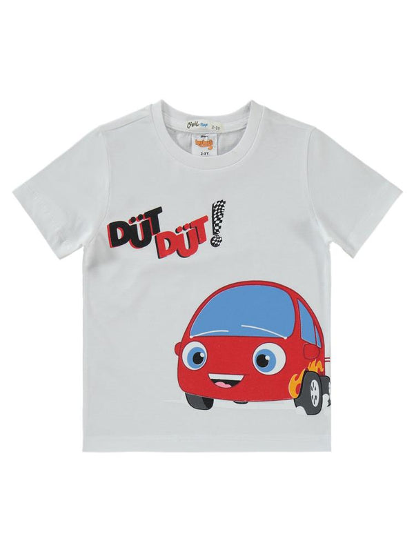 Düt Düt Baskılı 2-5 Yaş Takım - Beyaz