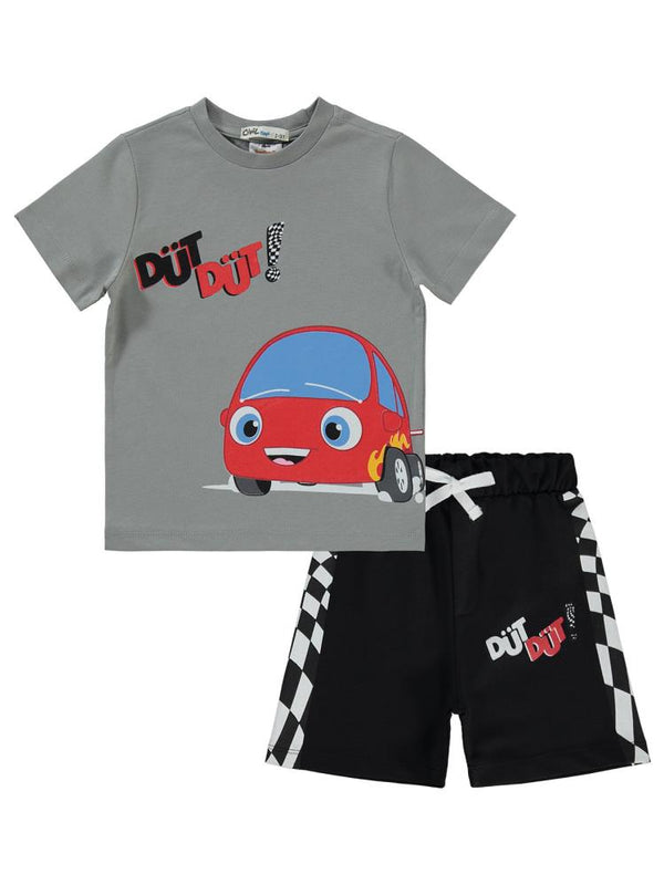 Düt Düt Baskılı 2-5 Yaş Takım - Gri