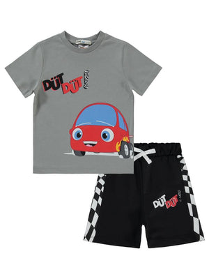 Düt Düt Baskılı 2-5 Yaş Takım - Gri