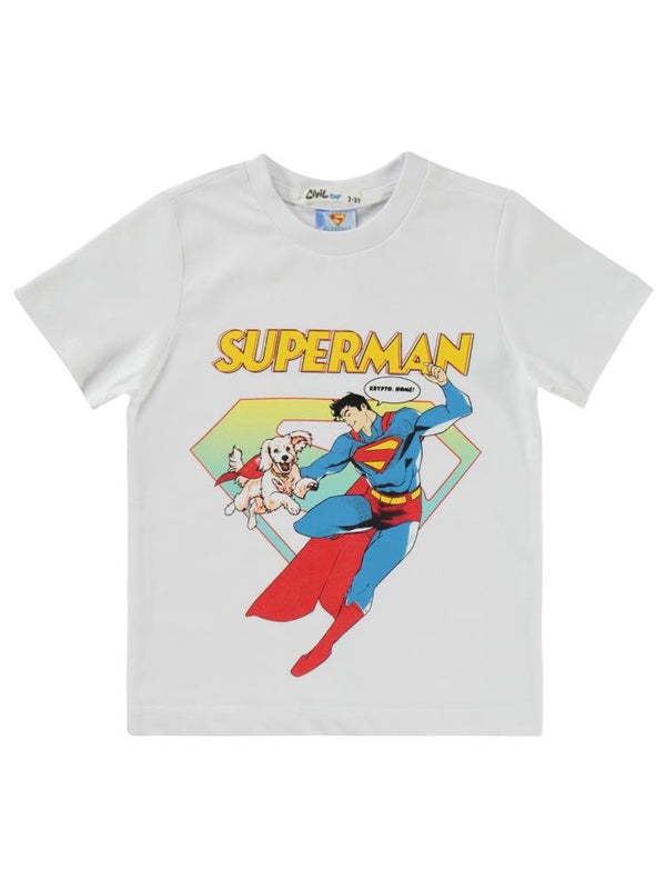 Civil Boys Süperman Krypto Baskılı 2-5 Yaş Takım - Beyaz