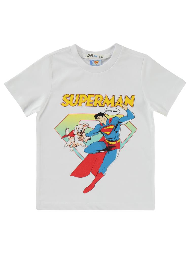 Civil Boys Süperman Krypto Baskılı 2-5 Yaş Takım - Beyaz