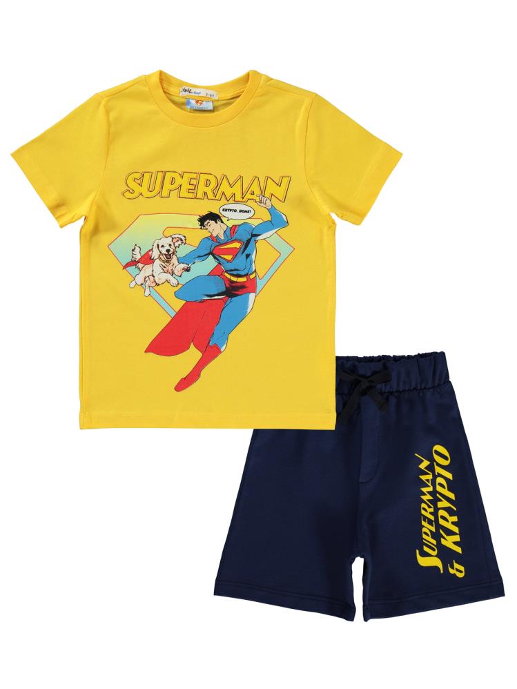 Civil Boys Süperman Krypto Baskılı 2-5 Yaş Takım - Sarı