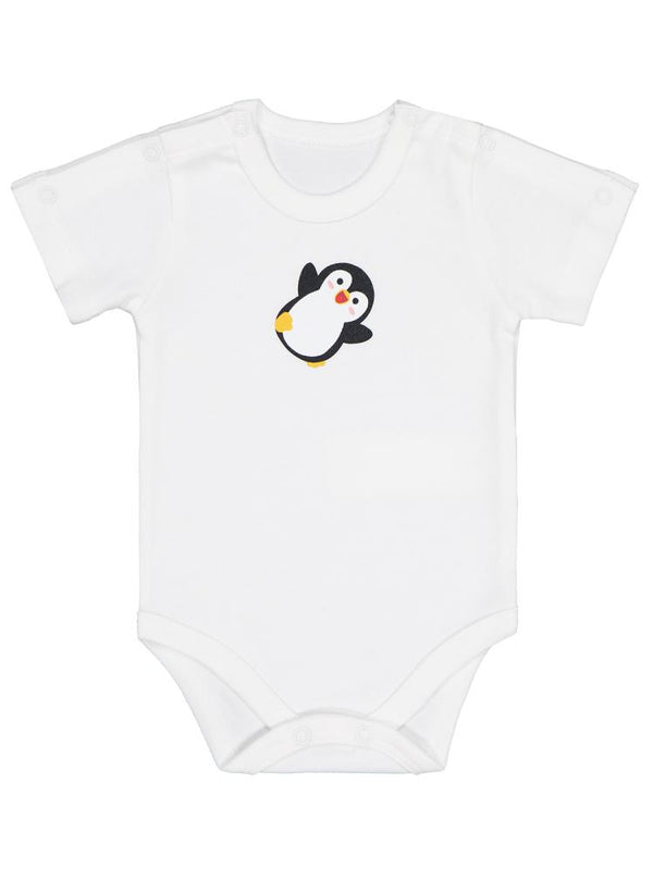 Civil Baby Penguen Baskılı Prematüre Çıtçıtlı Badi - Ekru