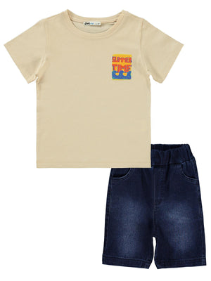 Civil Boys Aloha Baskılı 2-5 Yaş Takım - Fil Dişi