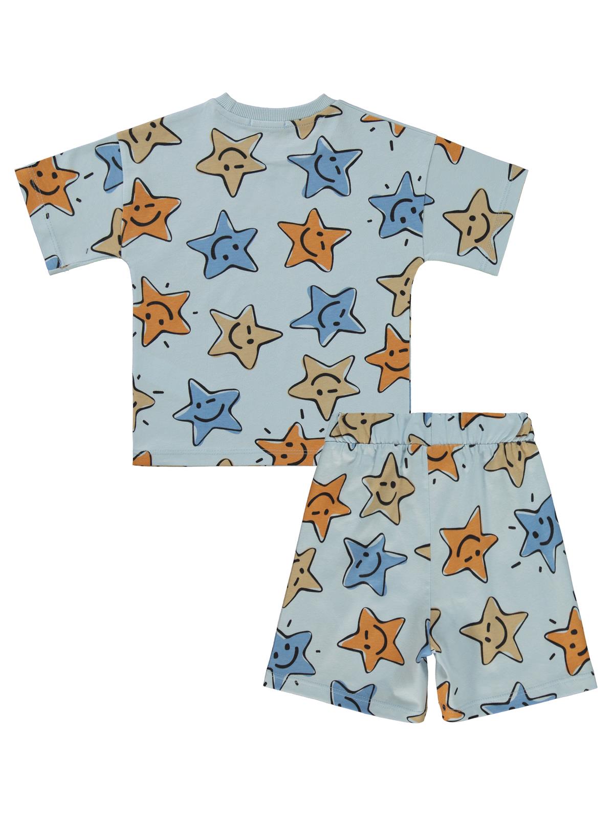Civil Boys Gülen Yıldız Empirme Baskılı 2-5 Yaş Pijama Takımı - Mavi
