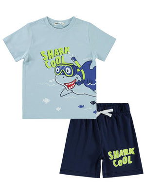 Civil Boys Shark Cool Baskılı 2-5 Yaş Pijama Takımı - Mavi