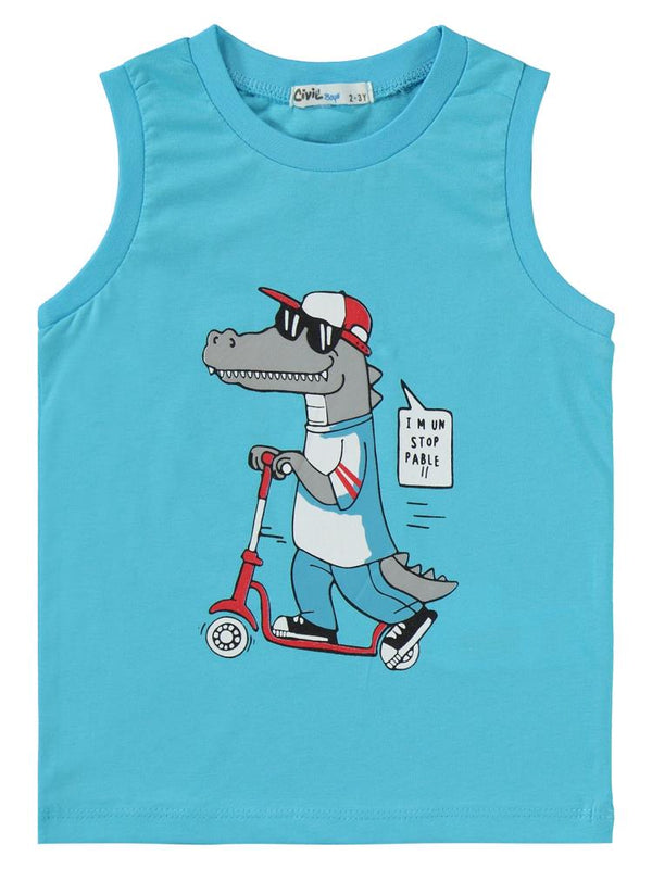 Civil Boys Timsah Baskılı 2-5 Yaş Pijama Takımı - Mavi