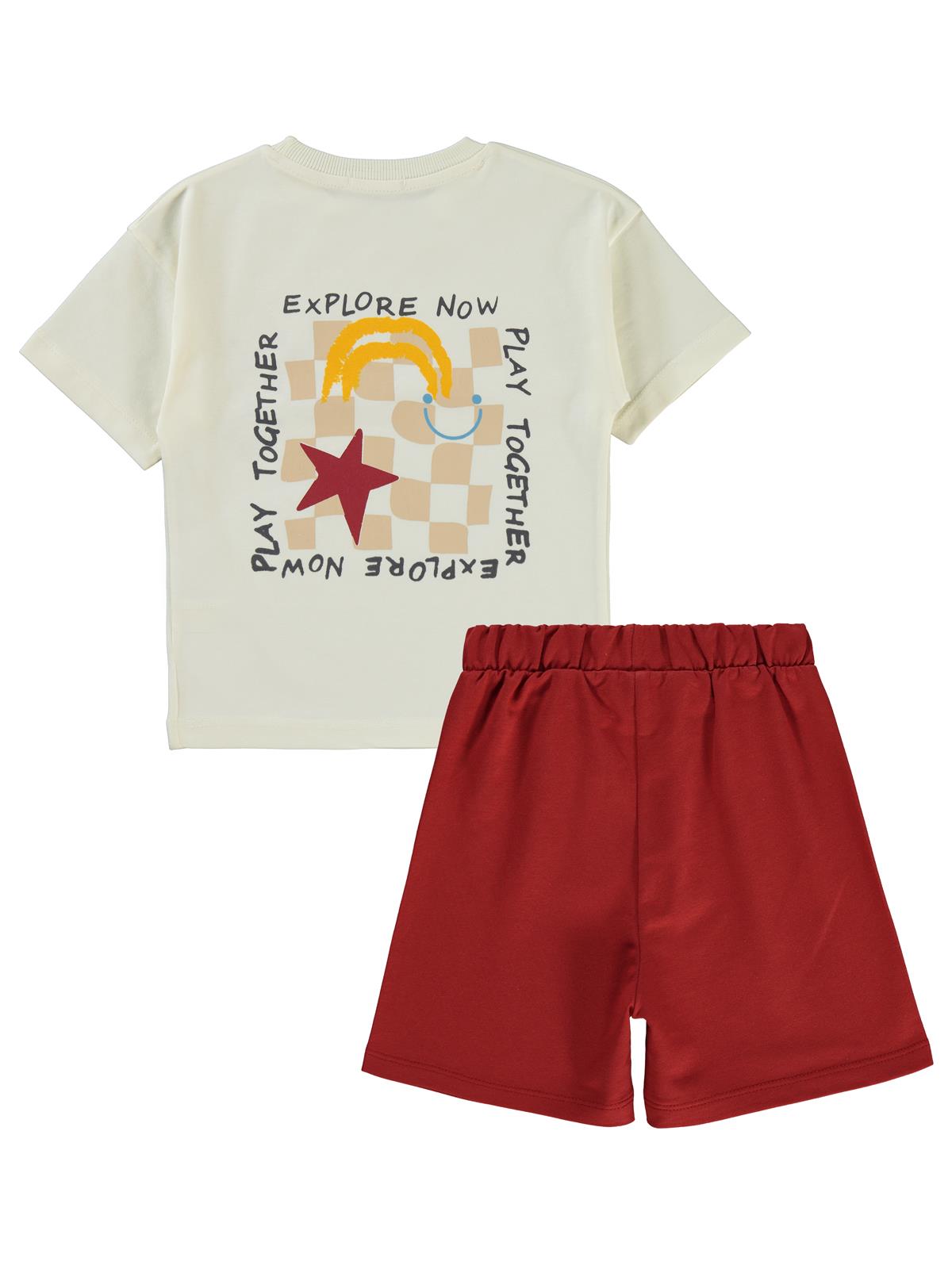 Civil Boys Dama Baskılı 2-5 Yaş Takım - Ekru