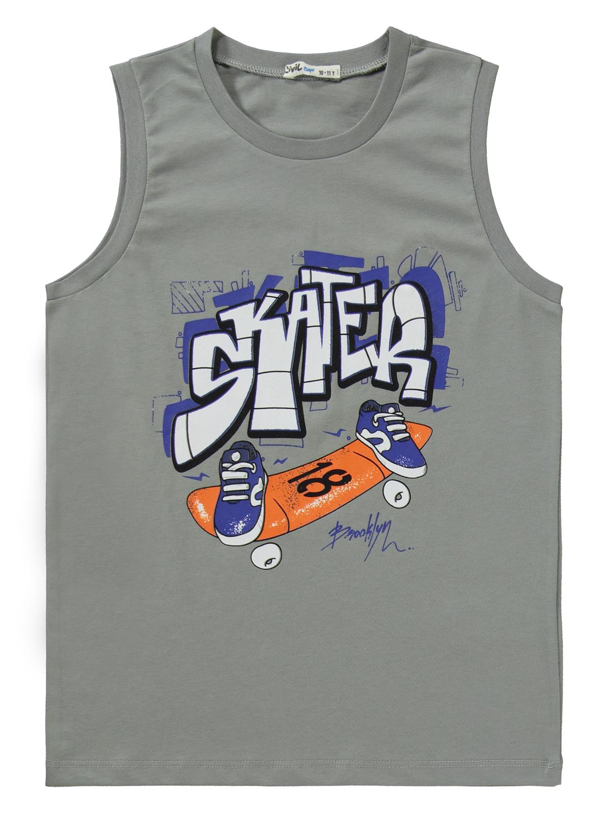 Civil Boys Skate Baskılı 10-13 Yaş Pijama Takımı - Gri