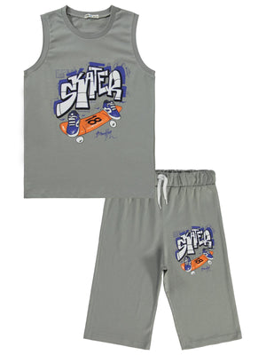 Civil Boys Skate Baskılı 10-13 Yaş Pijama Takımı - Gri