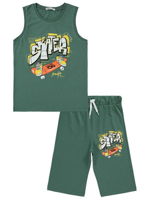 Civil Boys Skate Baskılı 10-13 Yaş Pijama Takımı - Haki