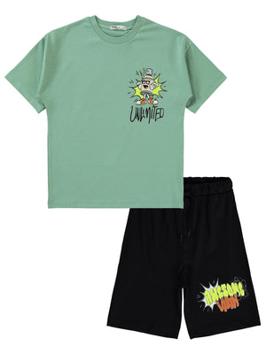 Civil Boys Kurukafa Baskılı 6-9 Yaş Pijama Takımı - Haki