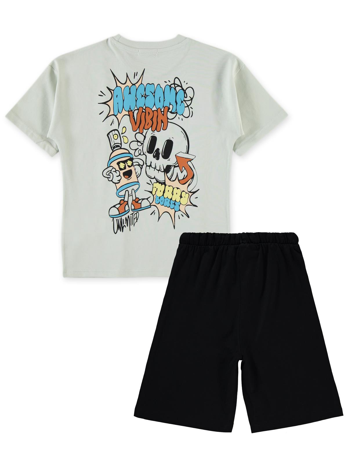 Civil Boys Kurukafa Baskılı 6-9 Yaş Pijama Takımı - Gri