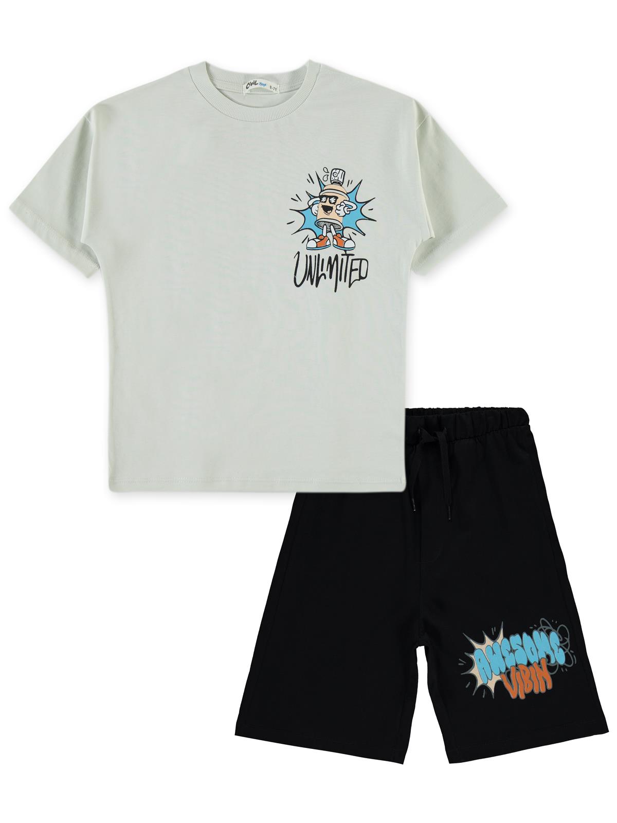 Civil Boys Kurukafa Baskılı 6-9 Yaş Pijama Takımı - Gri