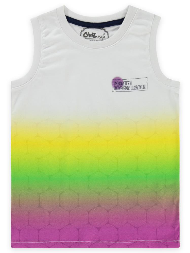 Civil Boys Renkli Premier Baskılı Sıfır Kol 10-13 Yaş Tişört - Lila