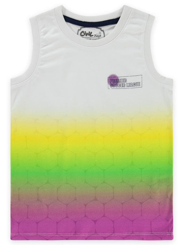 Civil Boys Renkli Premier Baskılı Sıfır Kol 6-9 Yaş Tişört - Lila