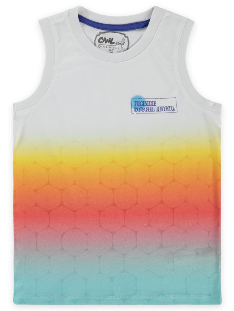 Civil Boys Renkli Premier Baskılı Sıfır Kol 6-9 Yaş Tişört - Mavi