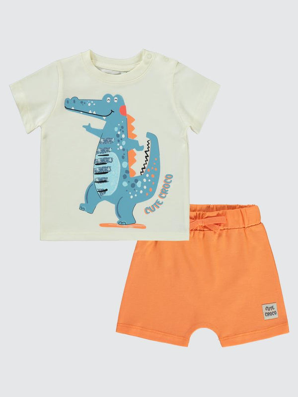 Civil Baby Cute Croco Baskılı 6-18 Ay Takım - Bej