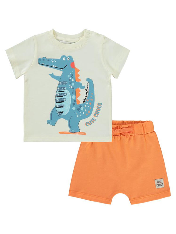 Civil Baby Cute Croco Baskılı 6-18 Ay Takım - Bej