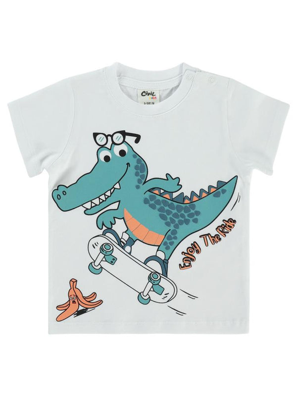 Civil Baby Enjoy The Ride Baskılı 6-18 Ay Tişört - Beyaz