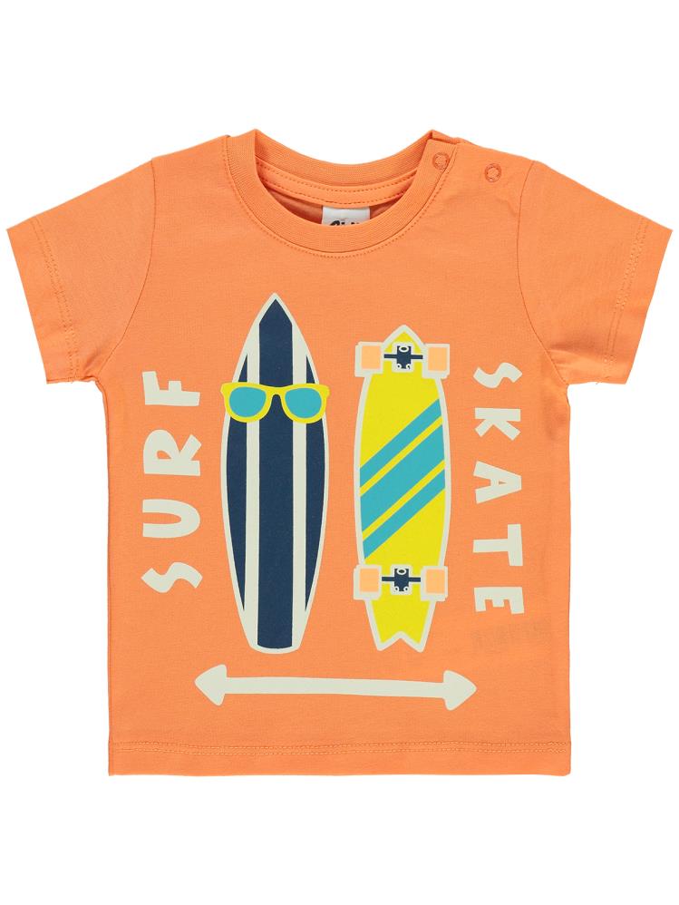 Civil Baby Surf Skate Baskılı 6-18 Ay Tişört - Turuncu