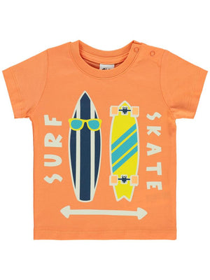 Civil Baby Surf Skate Baskılı 6-18 Ay Tişört - Turuncu