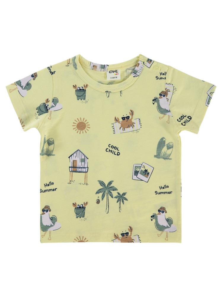 Civil Baby Summer Palm Empirme 6-18 Ay Tişört - Sarı
