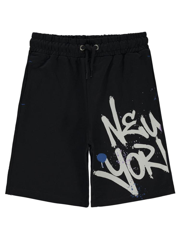 Civil Boys New York Baskılı 10-13 Yaş Kapri - Siyah