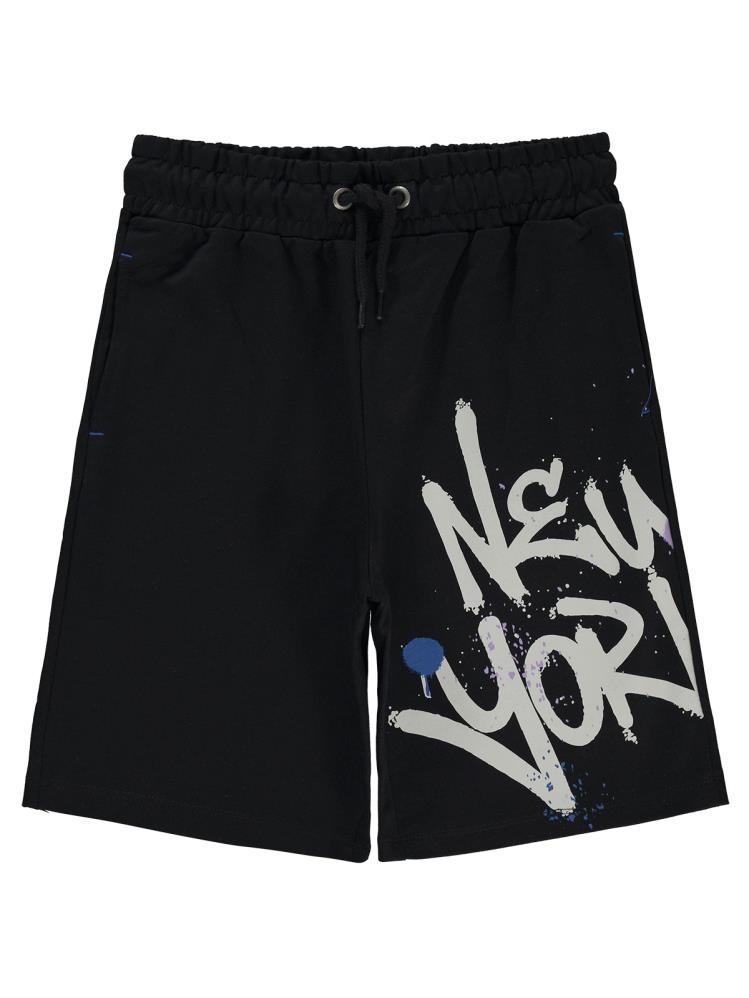 Civil Boys New York Baskılı 10-13 Yaş Kapri - Siyah