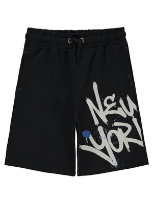Civil Boys New York Baskılı 10-13 Yaş Kapri - Siyah