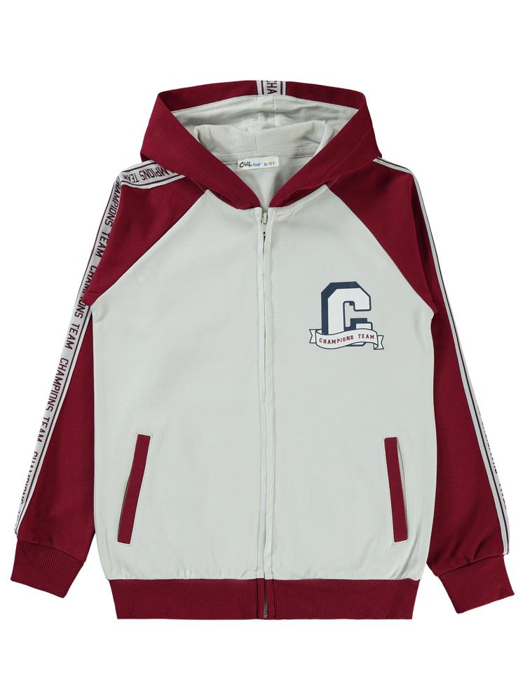 Civil Boys Champıons Baskılı 10-13 Yaş Hırka - Bordo