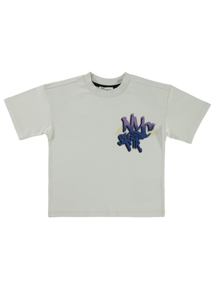Civil Boys NYC Baskılı 10-13 Yaş Tişört - Gri