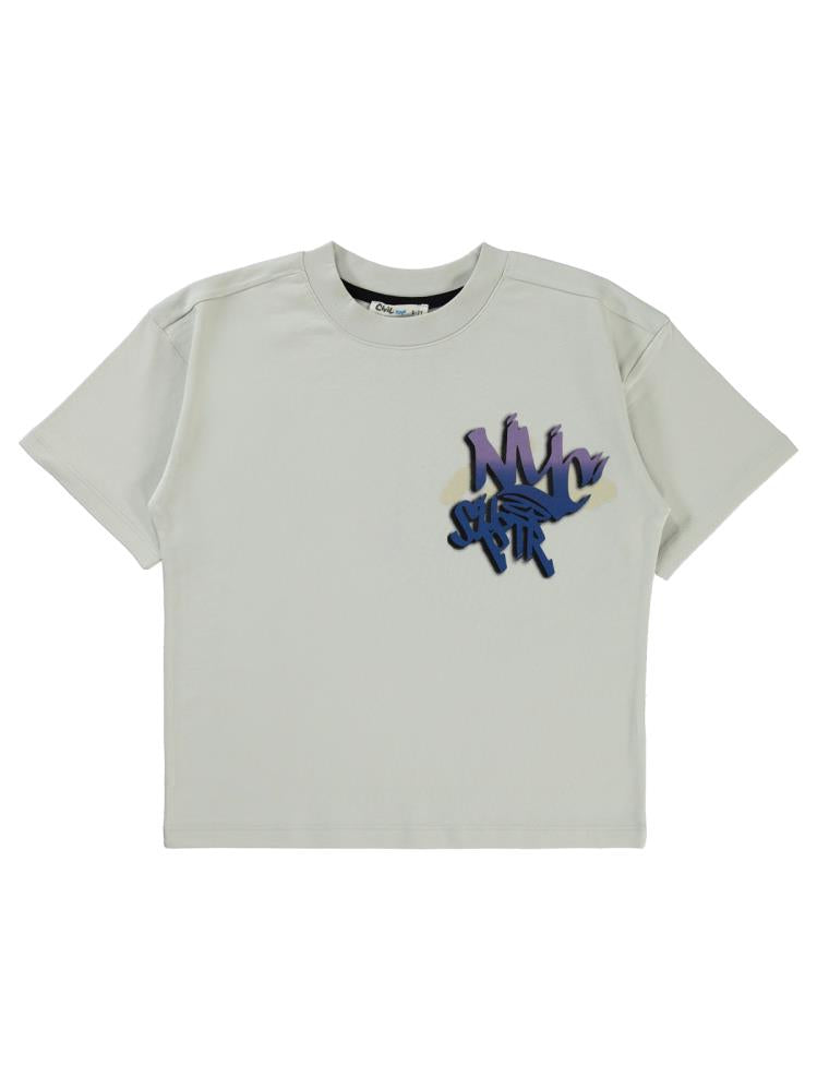 Civil Boys NYC Baskılı 10-13 Yaş Tişört - Gri
