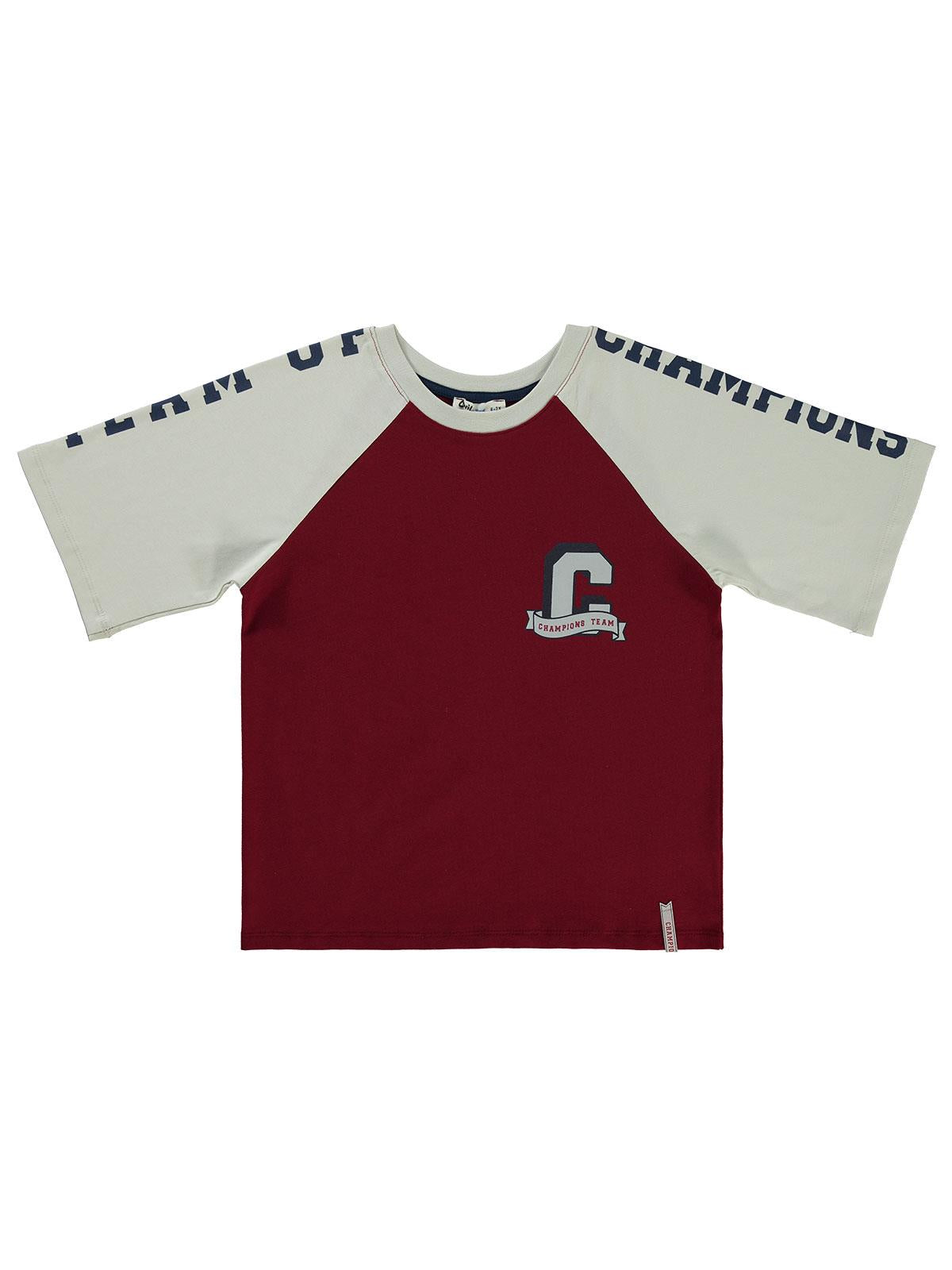 Civil Boys 34 Baskılı 10-13 Yaş Tişört - Bordo