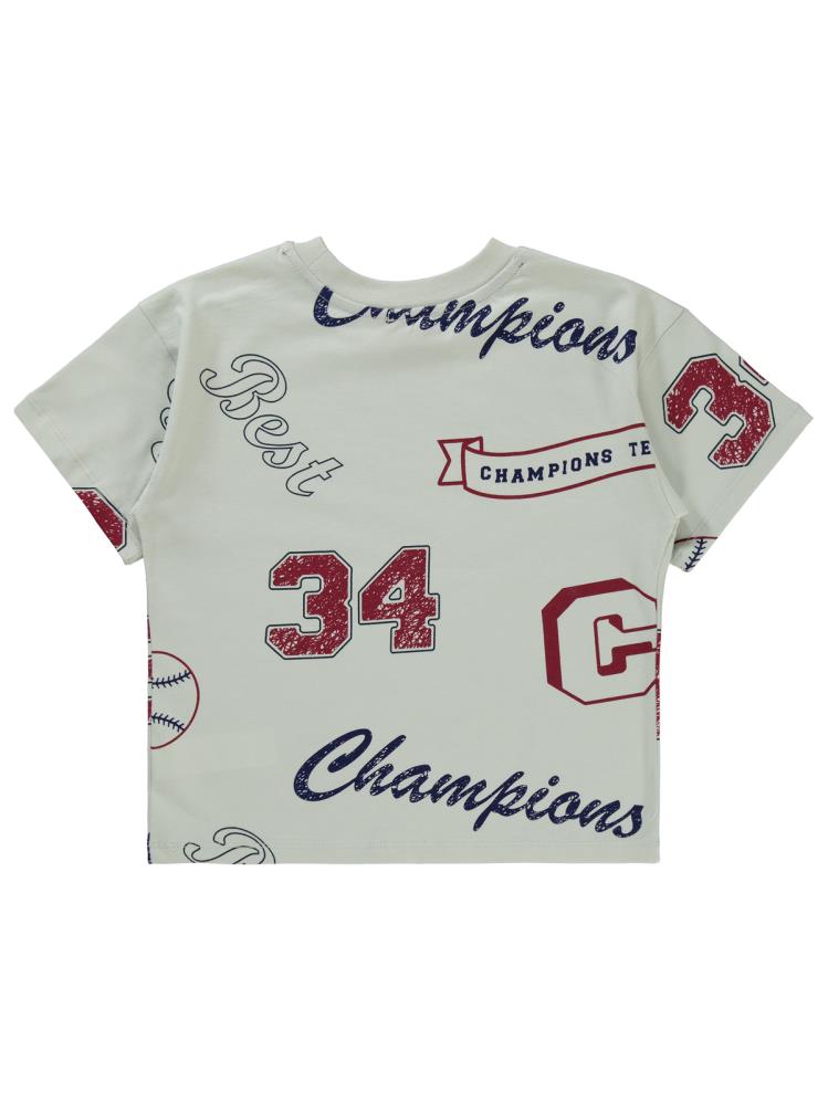 Civil Boys Champıons Emprime 10-13 Yaş Tişört - Bordo