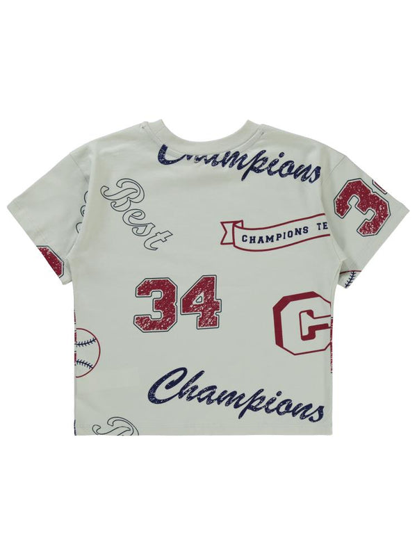 Civil Boys Champıons Emprime 10-13 Yaş Tişört - Bordo