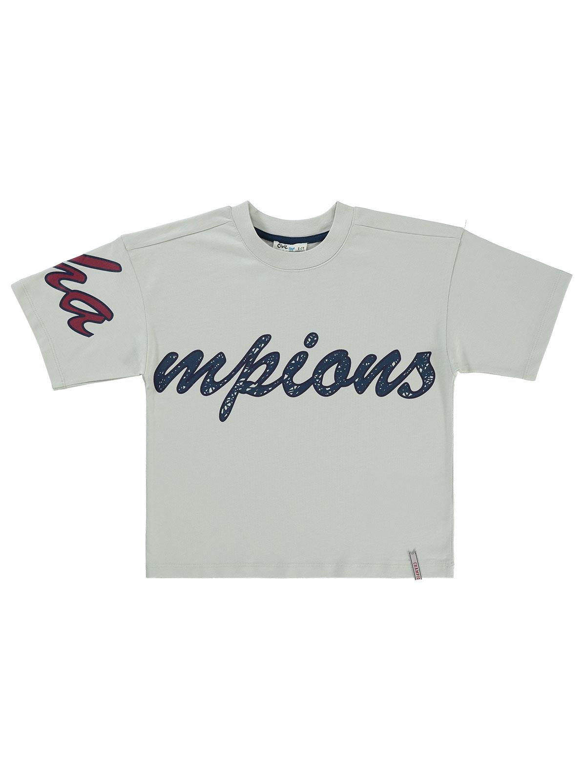 Civil Boys Champıons Baskılı 10-13 Yaş Tişört - Lacivert