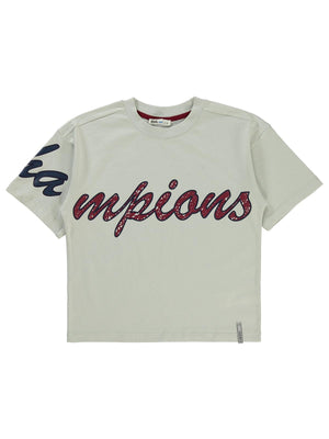 Civil Boys Champıons Baskılı 10-13 Yaş Tişört - Bordo