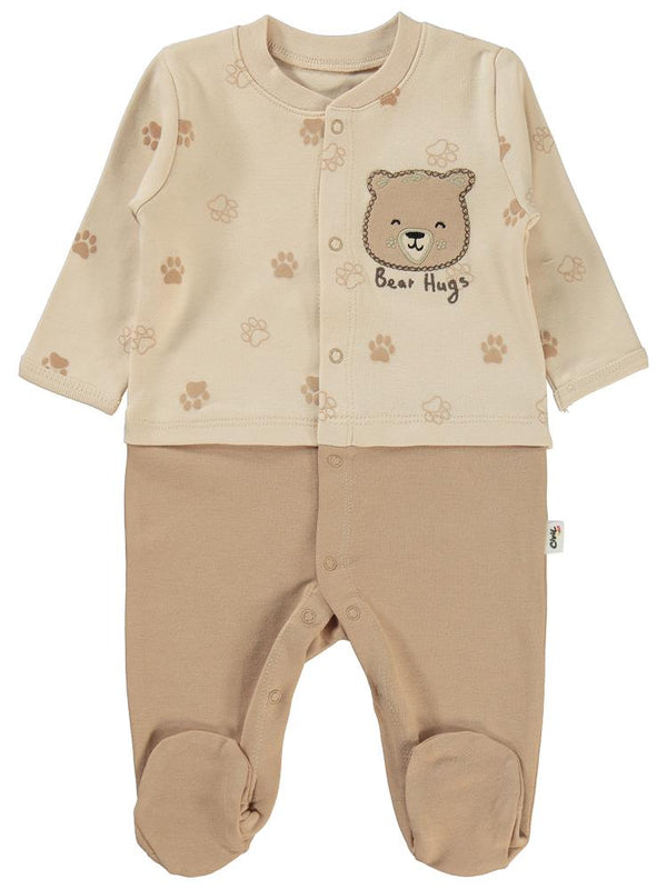 Civil Baby Pati Ayıcık Baskılı 1-6 Ay Tulum - Fil Dişi