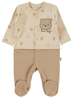 Civil Baby Pati Ayıcık Baskılı 1-6 Ay Tulum - Fil Dişi