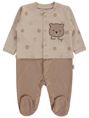 Civil Baby Pati Ayıcık Baskılı 1-6 Ay Tulum - Fil Dişi